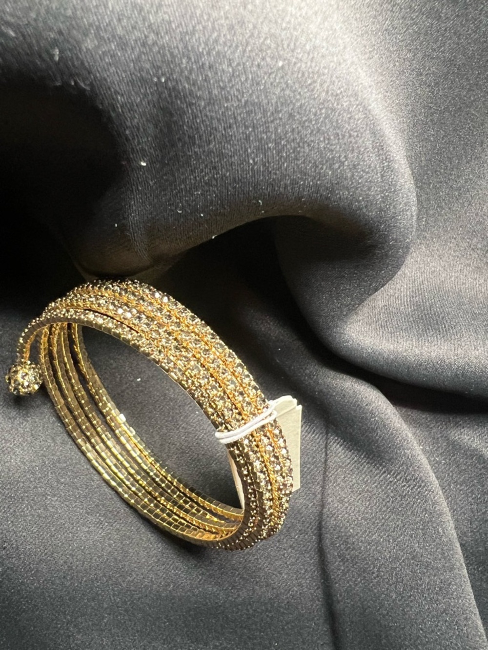 Lucky Brand Gold Multi-Strand Black Crystal Cuff Bracelet